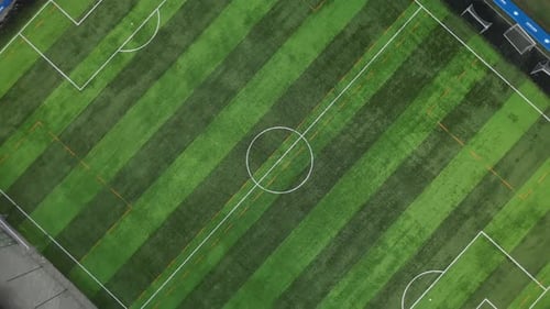 Aerial video Warsaw neighborhood football stadium, Poland