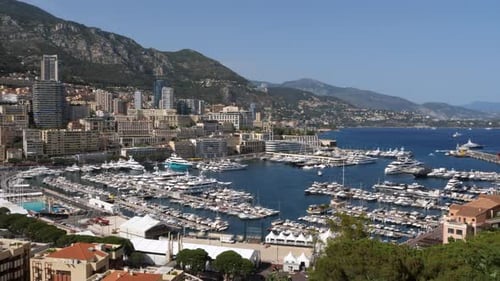 Panorama of Hercules Port and Monaco, Cote d'Azur (Azure Coast)