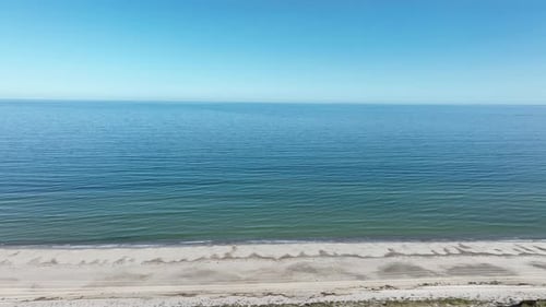 Drone view capturing natural seascape of Atlantic ocean water in Cape Cod, USA.