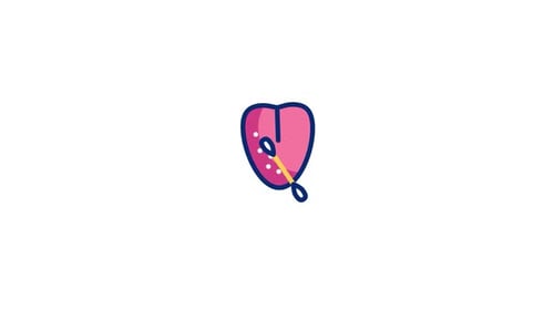 Animated Medical Icon of a Tongue and Cotton Swab Examination