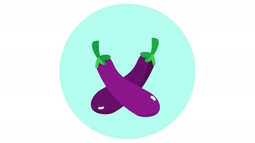 Animated Flat Design Eggplants Floating and Crossing