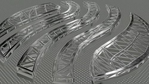 3D Metallic Geometric Waves Forming Abstract Background