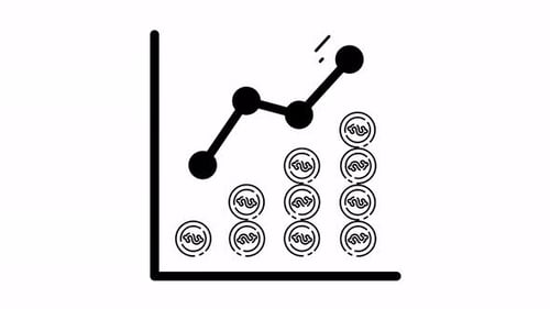Animated Line Graph and Coin Bar Chart Financial Data