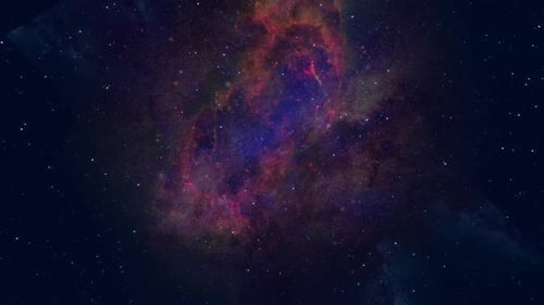 Flying Through Stars and Vibrant Nebula in Deep Space Background
