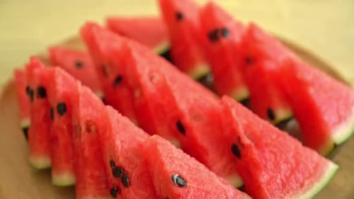 fresh watermelon sliced on plate