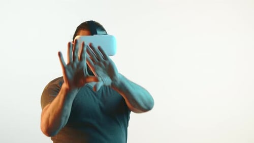 Man Using Virtual Reality Headset