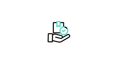 Animated Hand Holding Package with Checkmark Icon