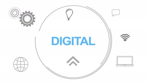 Modern Digital Text Reveal with Technology Icons Animation