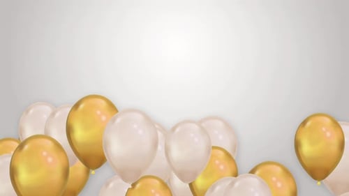 Gloden Ballons Flying Up White Alpha Channel