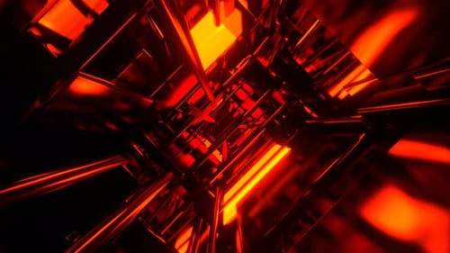 Red And Orange Infinite Abstract Neon Fracture Zone Background Vj Loop In 4K