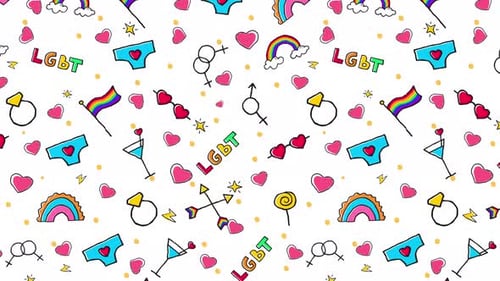 Hand Drawn LGBT Love Pride Pattern Animation