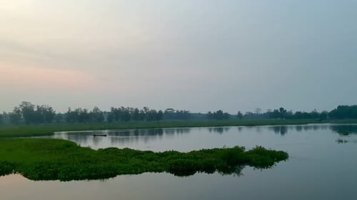peaceful and calm atmosphere on the lake in the afternoon