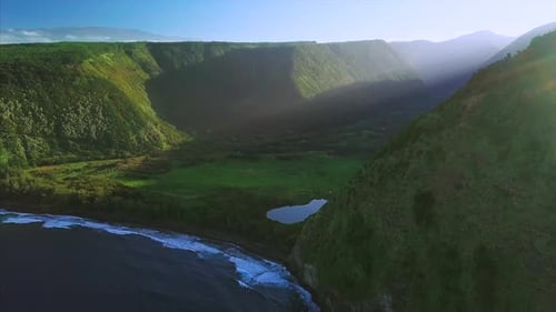 Waipio valley aerial view.