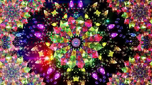 Vibrant Geometric Kaleidoscope Background Loop with Sparkling Jewels