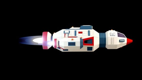 Futuristic Cartoon Spaceship Flying Loop Animation