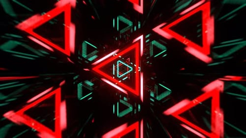 Red And Turquoise Dynamic Strobe Triangle Tunnel Background Vj Loop I 4K