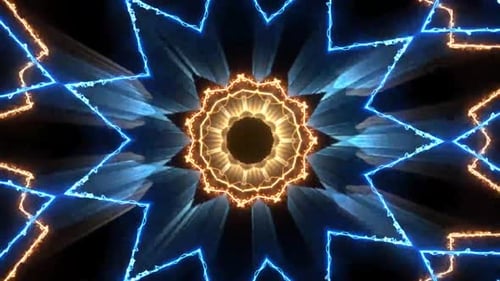 Abstract Electric Neon Glowing Kaleidoscope Loop