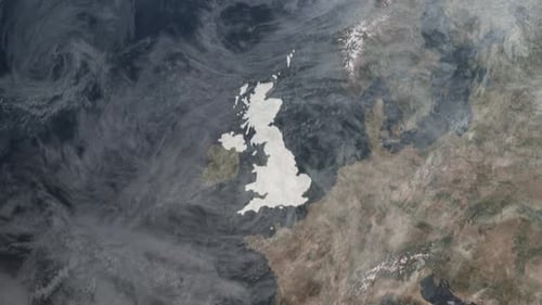 Uk Highlighted Border name zooming from space to Uk