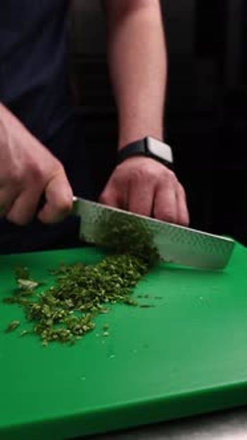 Chef preparing a vegetable dish