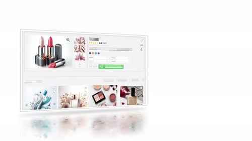 Cosmetic products website animation. E-commerce and shopping sales webpage. Makeup set for women