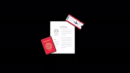 Animated Flat Design Illustration of Travel Documents