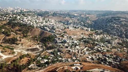 The old city of Jerusalem Aerial fligt view