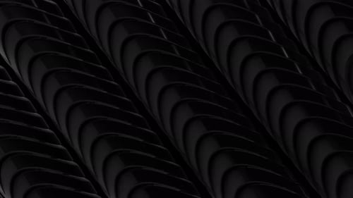3D-schwarzes, sich wiederholendes Wellenmuster, abstrakte Formen