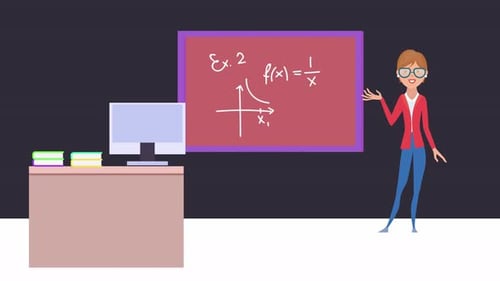 Animated Flat Design Math Teacher in Classroom