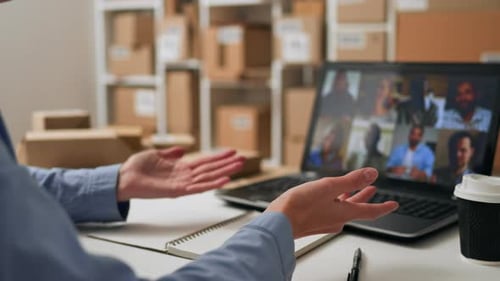 An Employee Business Owner Conducts A Live Stream Online Conference Talking About Her Business