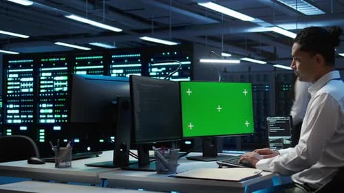 IT-Experte für Serverraum-Tracking des Netzwerkverkehrs mit Chroma Key PC