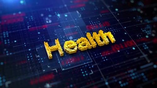 Pixelated Health Word on Futuristic Digital Technology Grid