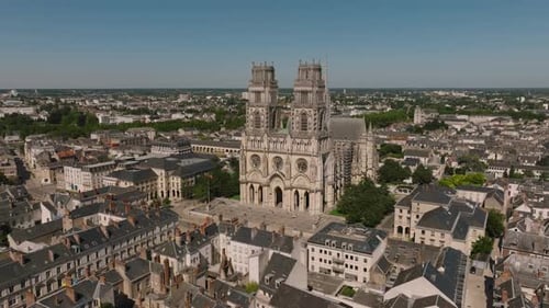 Aerial View of Paris Suburb French City of Orleans