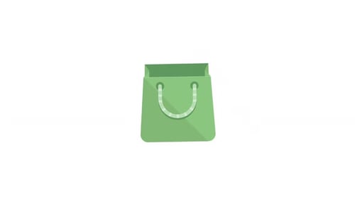 Animated Green Shopping Bag Icon Reveal