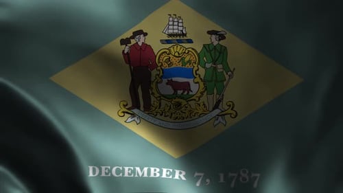 Delaware State Waving Flag. Flag of Delaware Waving Animation.