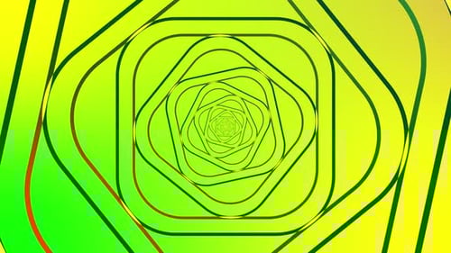 Abstract Geometric Tunnel Loop with Green and Yellow Gradient