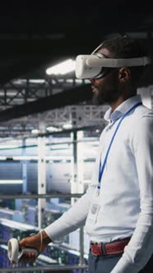 Vertical Video Data Center Admin Using VR Headset to Monitor Neural Network AI Systems