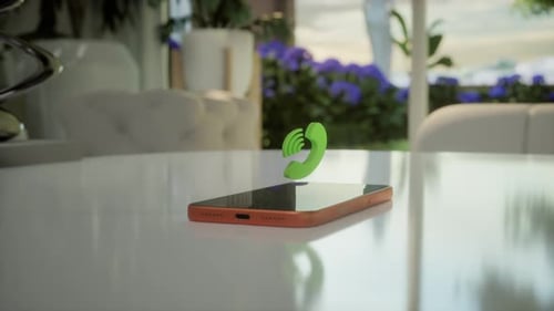 3D Animated Phone Icon Floating Above Smartphone