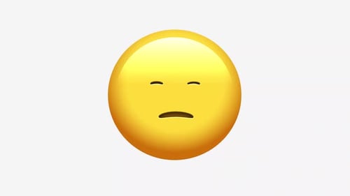 Glossy Emoji Face Changes from Neutral to Sad Expression