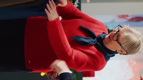 Vertical Video Woman in Clothing Store with Husband