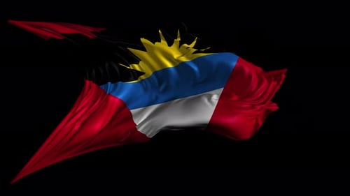 Antigua and Barbuda National Flag Waving Animation with Alpha Channel