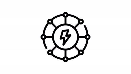 Animated Network Connection with Lightning Bolt Icon