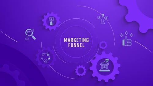 Flat Infographic Colorize Icons Background Marketing Funnel Loopable Animation