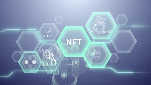 Nft Hand touching,Digital transformation,Science and artificial intelligence,innovation