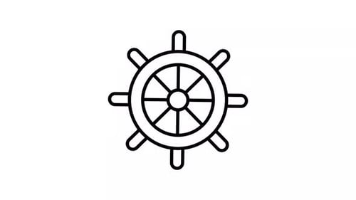Animated Ship Steering Wheel Outline Loop Icon