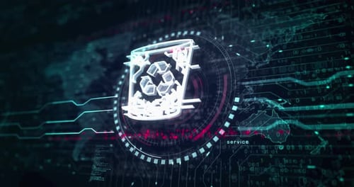 Trash and delete bin symbol loop digital concept