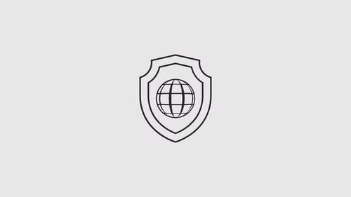 Animated Global Shield Icon in Flat Design