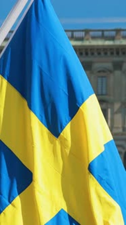 Stockholm Sweden Waving Swedish Flag