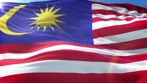 Realistic Waving Malaysian Flag Loop Animation