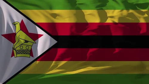 Realistic Zimbabwe Flag Waving Loop Background Animation