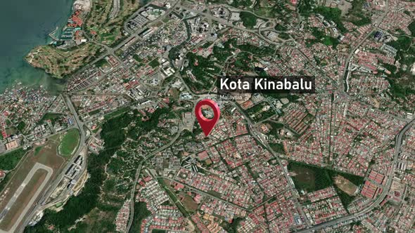 Kota Kinabalu City Map Zoom (Malaysia) from Space to Earth, Backgrounds ...
